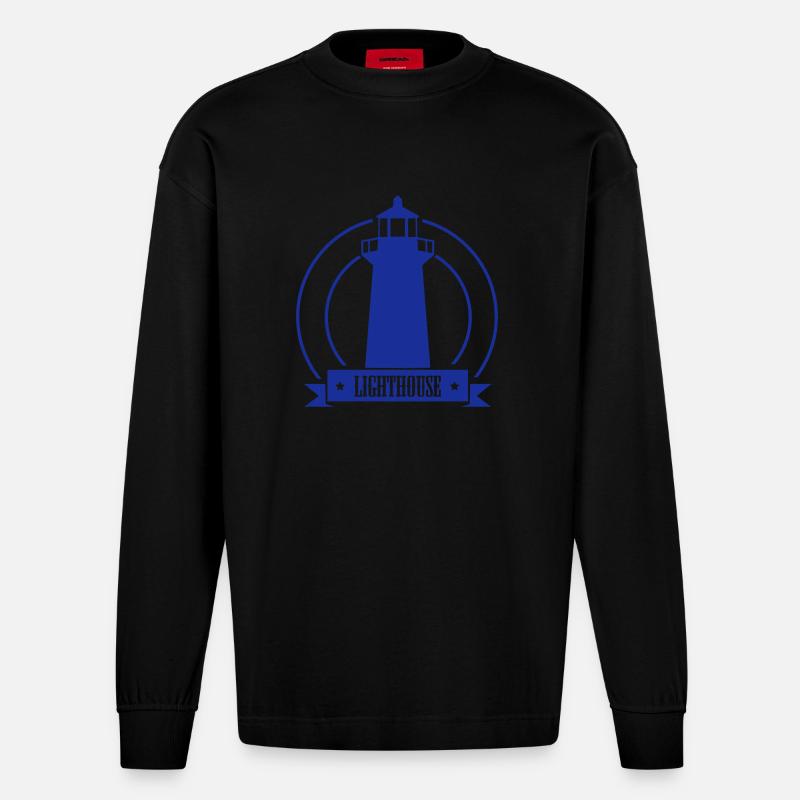 lighthouse 01 - Heavyweight Oversized Organic Langarmshirt Made in EU - SOLID BLACK