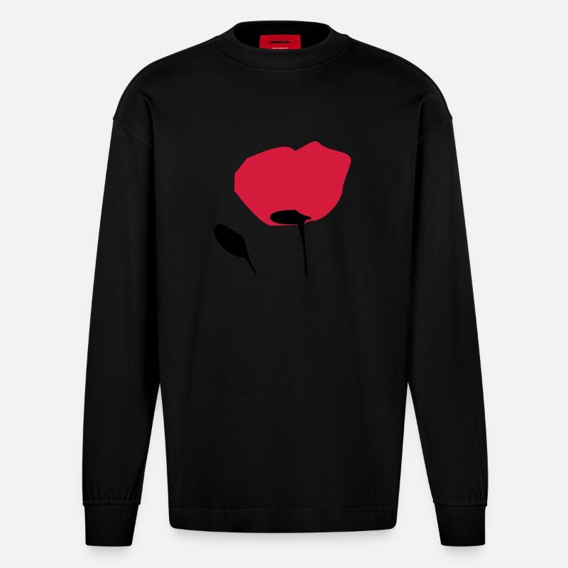 Blume - Heavyweight Oversized Organic Langarmshirt Made in EU - SOLID BLACK