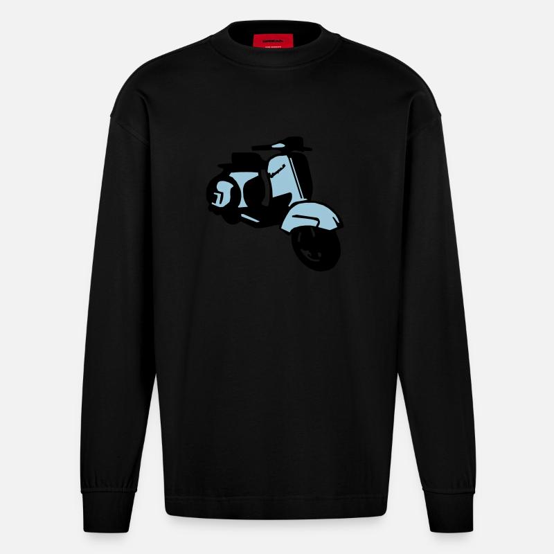 scooter2 - Heavyweight Oversized Organic Langarmshirt Made in EU - SOLID BLACK