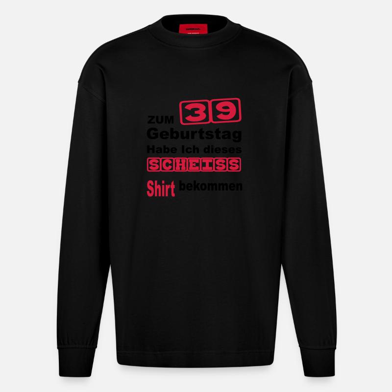 39 anniversaire - Manches longues bio épais oversize fabriqué en UE - SOLID BLACK