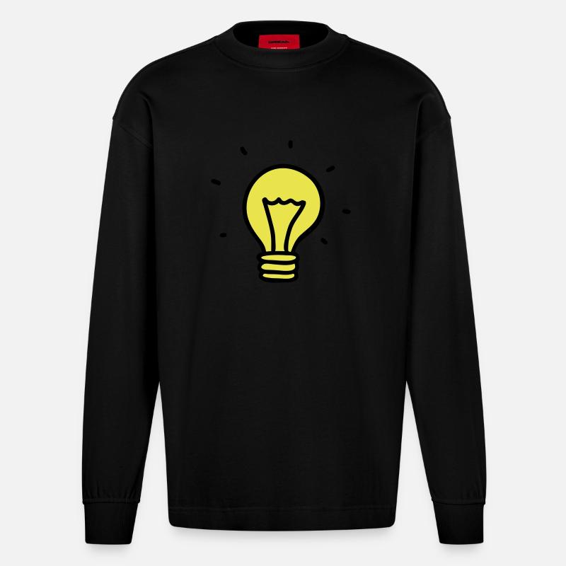 Lyspære - ide - Heavyweight Oversized Organic langermet T-skjorte produsert i EU - SOLID BLACK