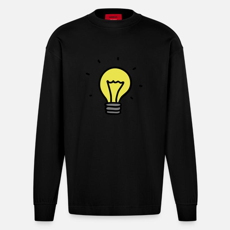 Glühbirne - Idee 3 - Heavyweight Oversized Organic Langarmshirt Made in EU - SOLID BLACK