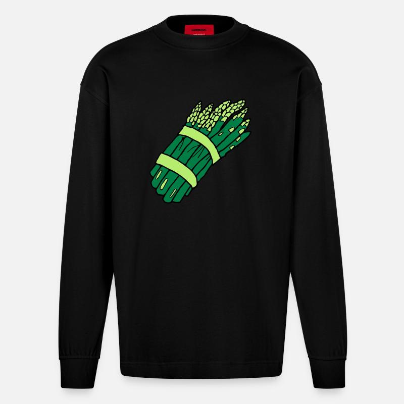 asparagus - Heavyweight Oversized Organic Langarmshirt Made in EU - SOLID BLACK