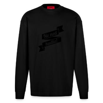 No ned hudla! - Heavyweight Oversized Organic Langarmshirt Made in EU - SOLID BLACK - Vorne