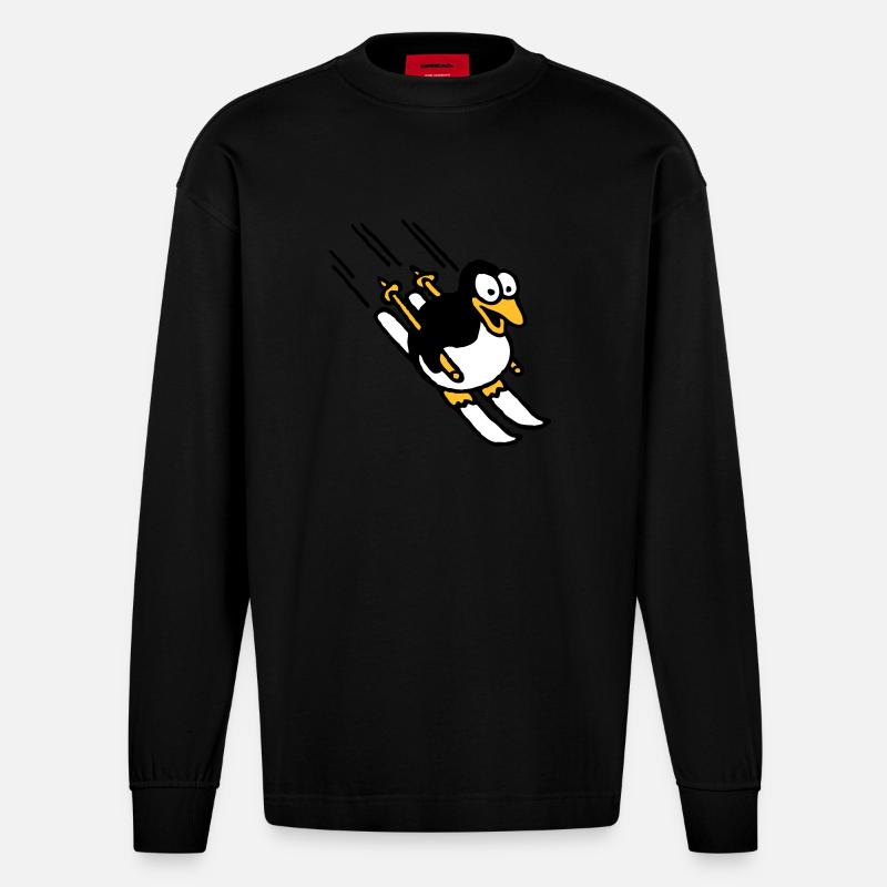 pinguin_ski_022011_e_3c - Manches longues bio épais oversize fabriqué en UE - SOLID BLACK