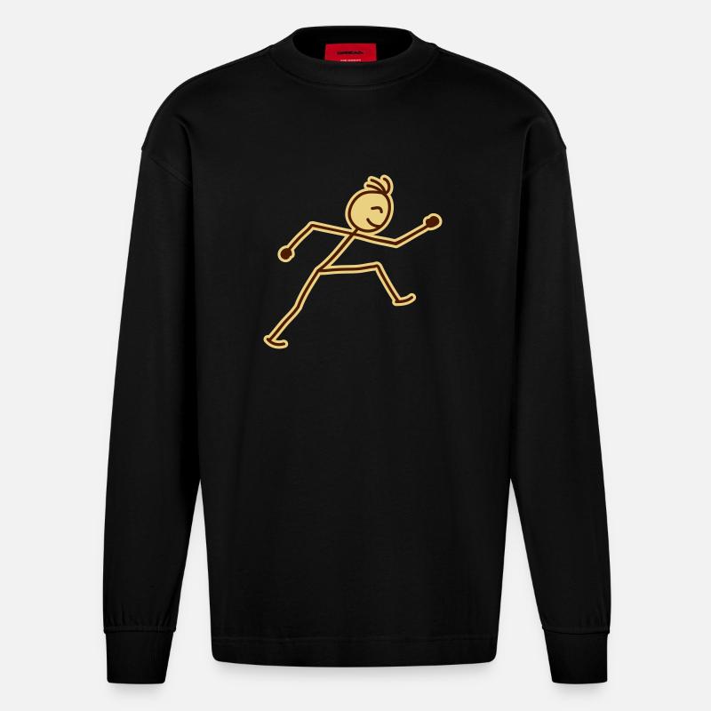 walking_stick_figure_2c - Manches longues bio épais oversize fabriqué en UE - SOLID BLACK