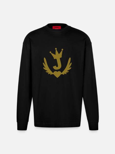 j_real_winged_heart - Heavyweight Oversized Organic Longsleeve Shirt Made in EU - SOLID BLACK