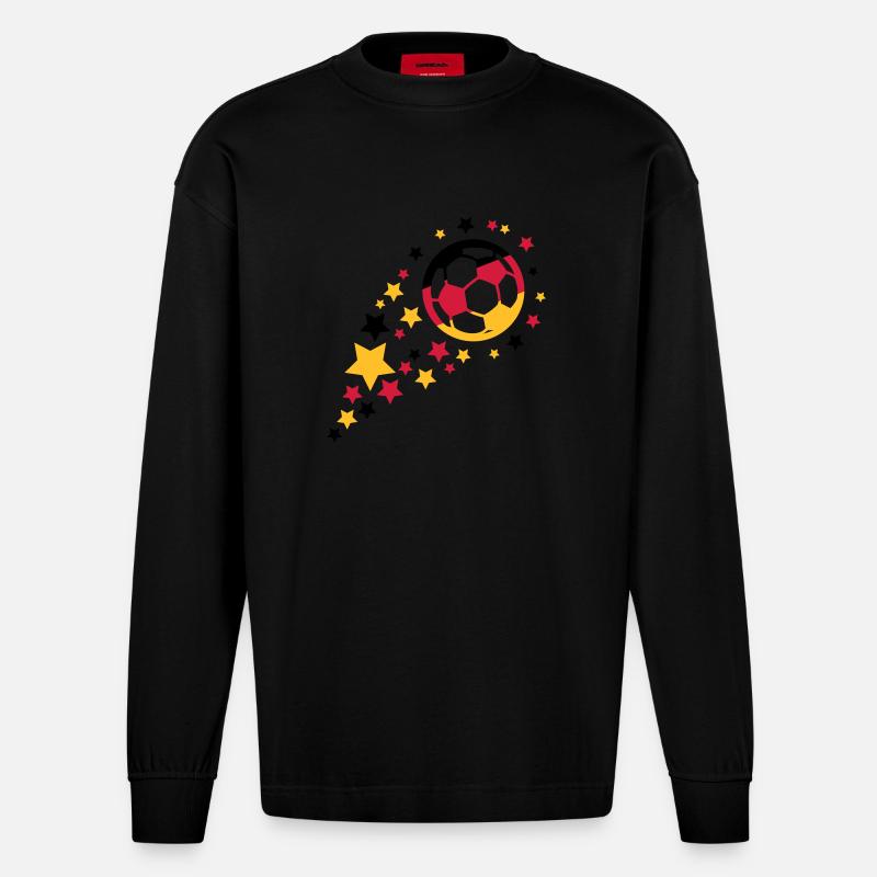fußball design - Heavyweight Oversized Organic Langarmshirt Made in EU - SOLID BLACK