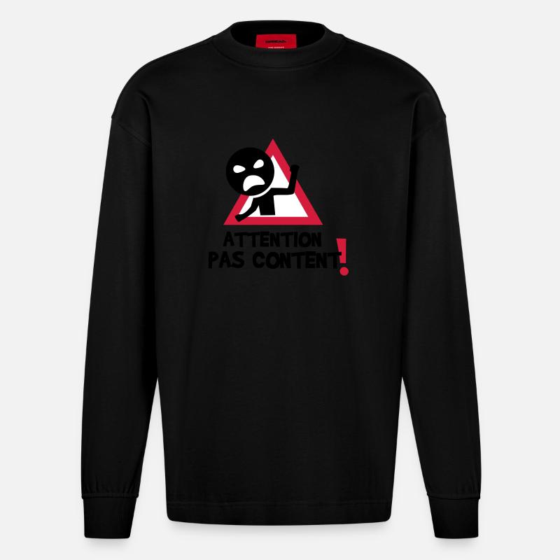 pas content ! - Manches longues bio épais oversize fabriqué en UE - SOLID BLACK