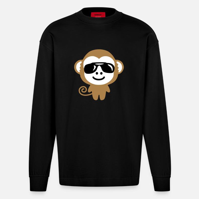 monkey_suglasses - Manches longues bio épais oversize fabriqué en UE - SOLID BLACK