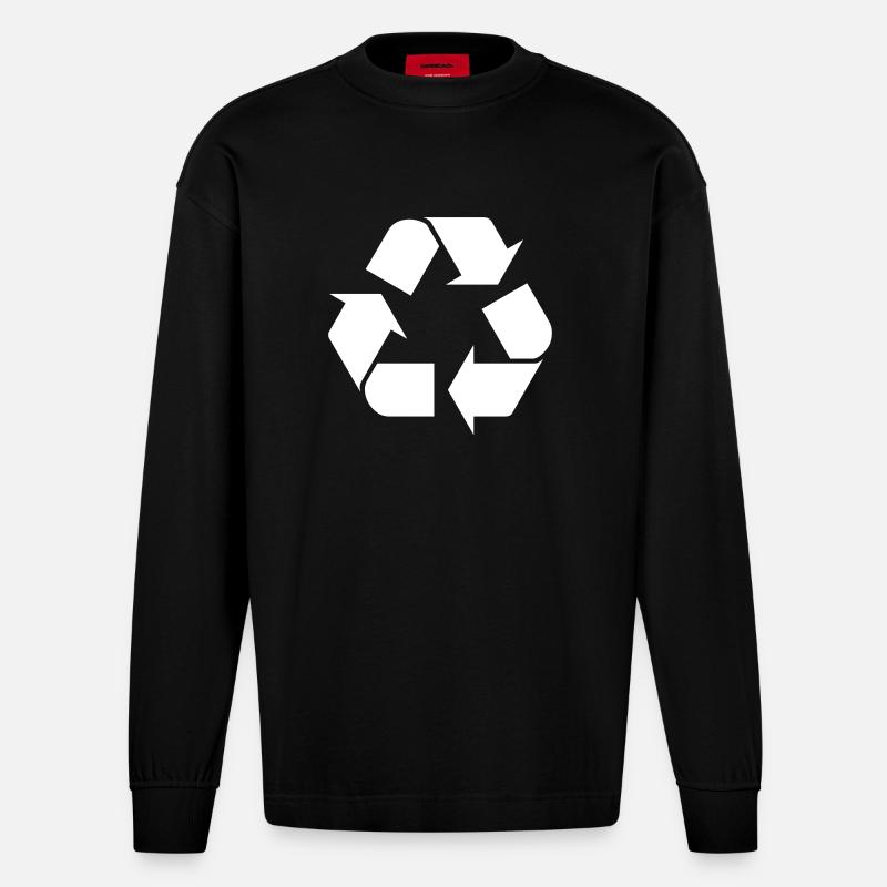 dual system, Recycling, Duales System - Heavyweight Oversized Organic Langarmshirt Made in EU - SOLID BLACK