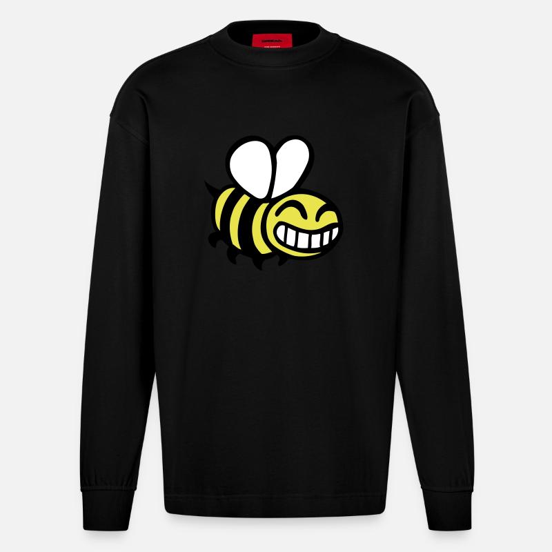 bee beekeeping beekeeper comics drawing - Heavyweight Oversized Organic Longsleeve Shirt Made in EU - SOLID BLACK