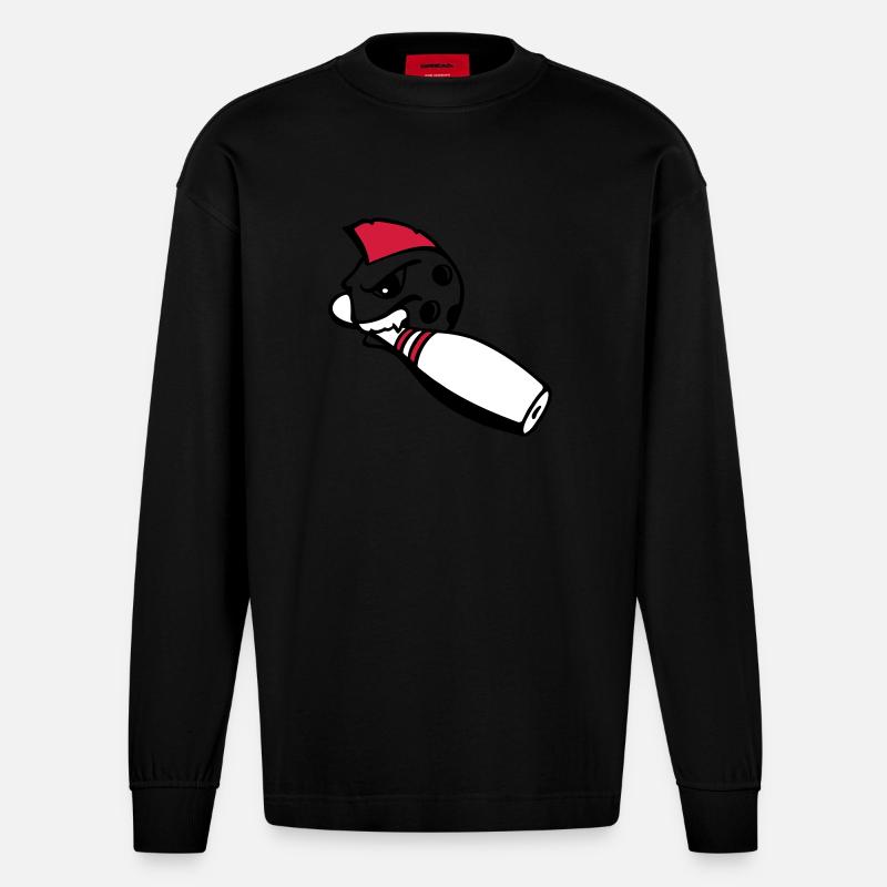 bowlingkugel_mit_pin_3c - Heavyweight Oversized Organic Langarmshirt Made in EU - SOLID BLACK