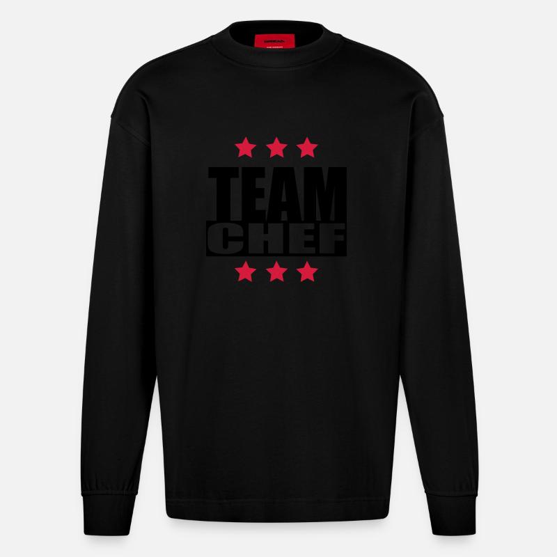 Team Chef - Heavyweight Oversized Organic Langarmshirt Made in EU - SOLID BLACK