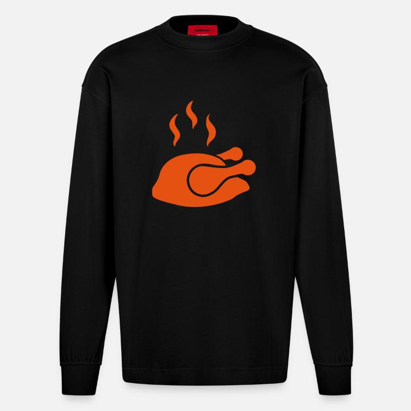 Hähnchen - Heavyweight Oversized Organic Langarmshirt Made in EU - SOLID BLACK