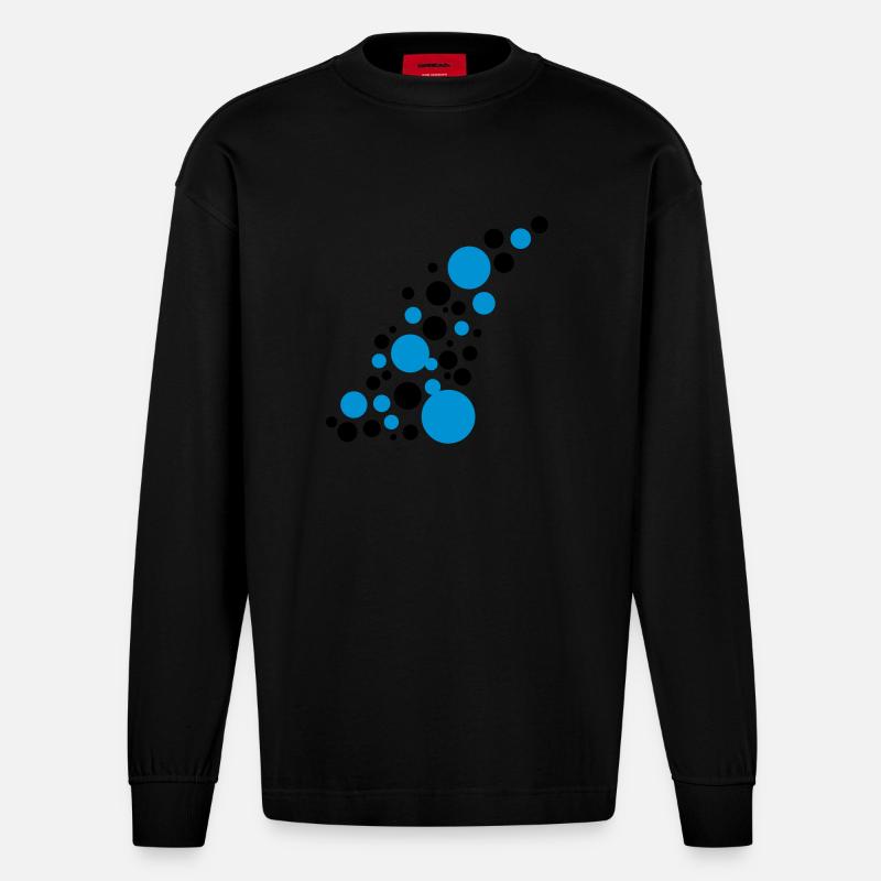 Points de Circle pattern design - Manches longues bio épais oversize fabriqué en UE - SOLID BLACK