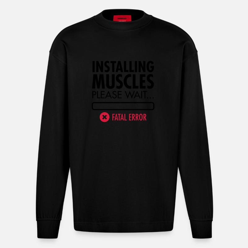 Installing Muscles (Fatal Error) - Heavyweight Oversized Organic Langarmshirt Made in EU - SOLID BLACK