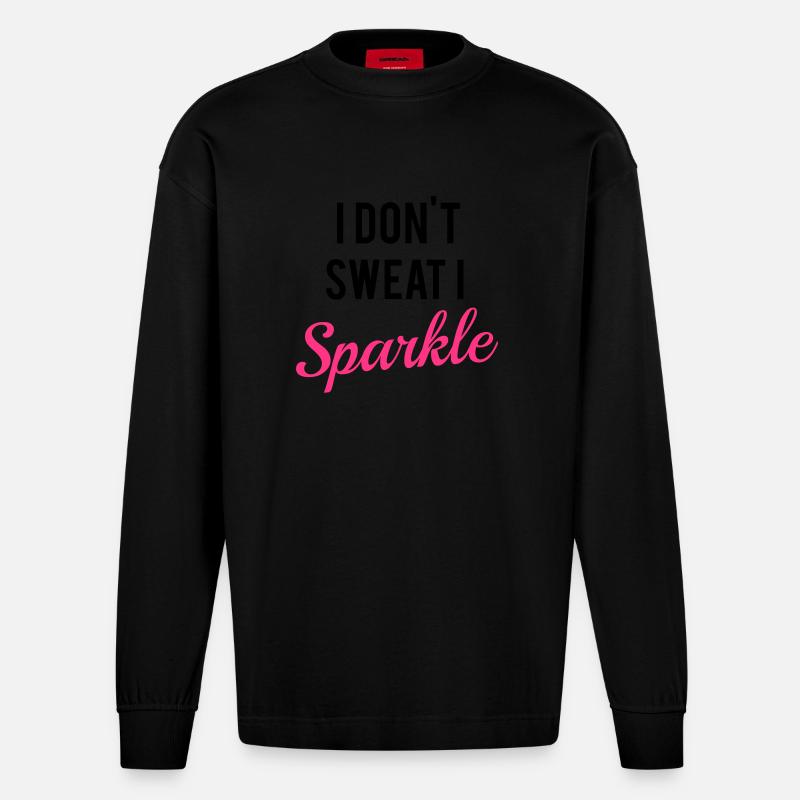 I don't sweat I sparkle - Manches longues bio épais oversize fabriqué en UE - SOLID BLACK