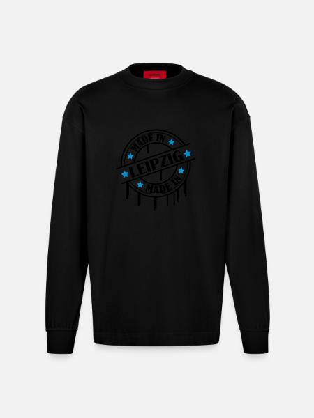 made_in_leipzig_02 - Heavyweight Oversized Organic Langarmshirt Made in EU - SOLID BLACK