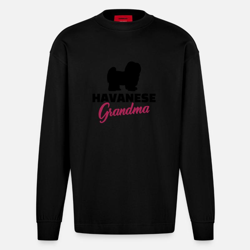 Havanese - Manches longues bio épais oversize fabriqué en UE - SOLID BLACK