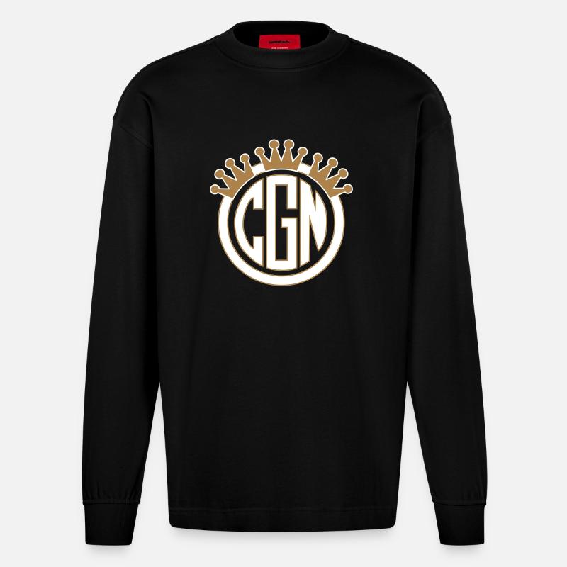 CGN Logo 4 - Heavyweight Oversized Organic Langarmshirt Made in EU - SOLID BLACK