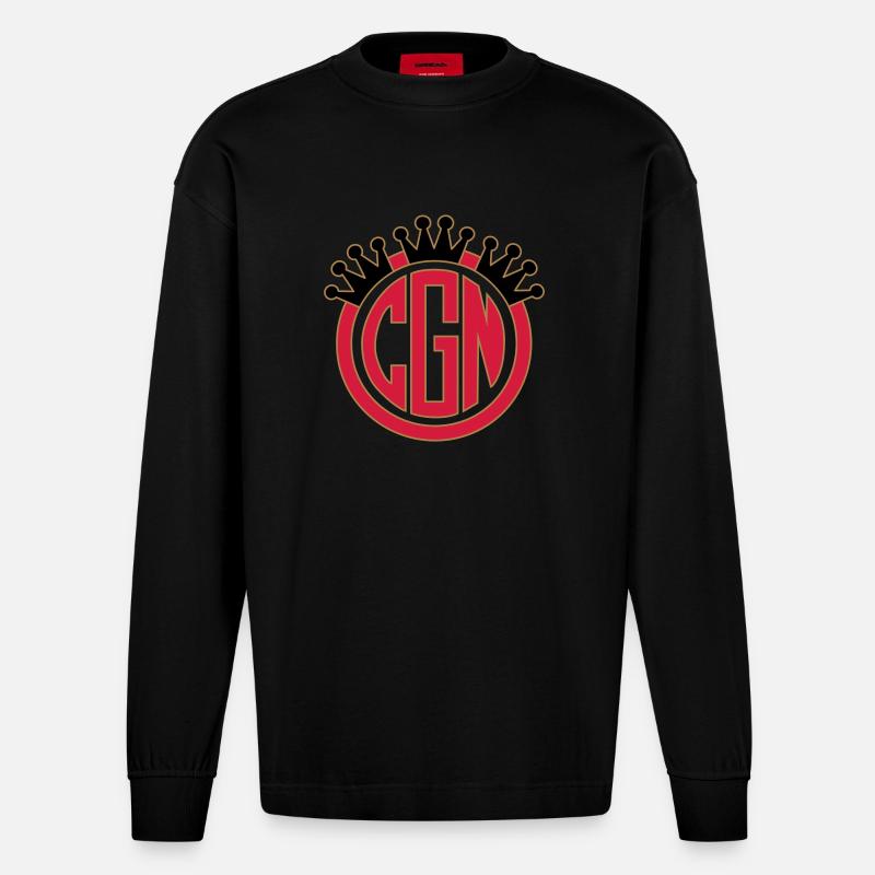 CGN Logo 6 - Heavyweight Oversized Organic Langarmshirt Made in EU - SOLID BLACK