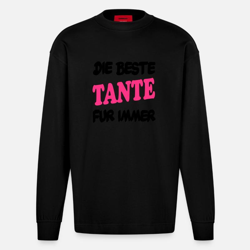 DIE BESTE TANTE FUR IMMER - Manches longues bio épais oversize fabriqué en UE - SOLID BLACK