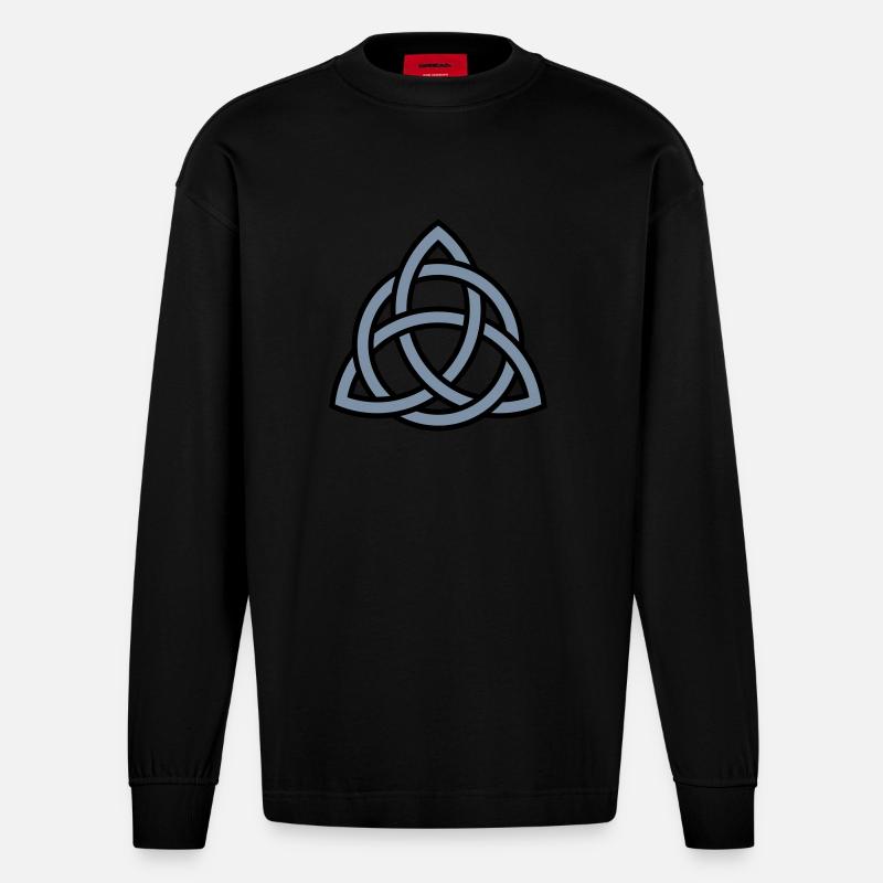 celtic trinity knot - Heavyweight Oversized Organic Langarmshirt Made in EU - SOLID BLACK