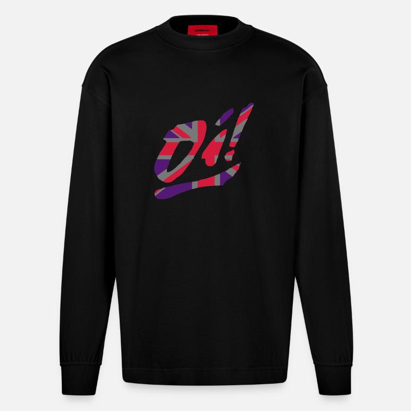 Oi! Unionjack - Heavyweight Oversized Organic Langarmshirt Made in EU - SOLID BLACK