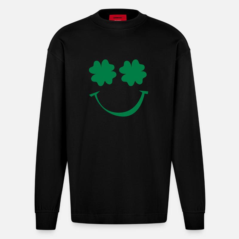 St. Patricks day - Heavyweight Oversized Organic Langarmshirt Made in EU - SOLID BLACK