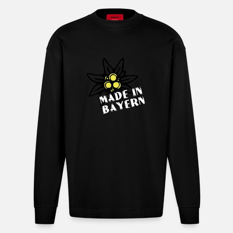 edelweiss made in bayern - Heavyweight Oversized Organic Langarmshirt Made in EU - SOLID BLACK