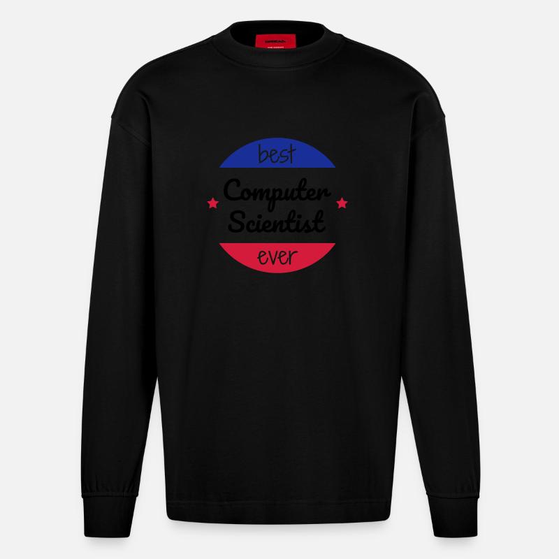 Computer / Informatiker / Aussenseiter / Ingenieur - Heavyweight Oversized Organic Langarmshirt Made in EU - SOLID BLACK