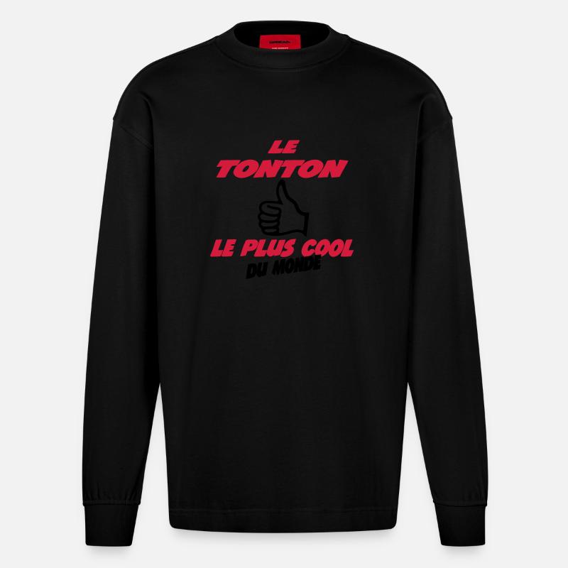 DER COOLSTE ONKEL DER WELT - Heavyweight Oversized Organic Langarmshirt Made in EU - SOLID BLACK