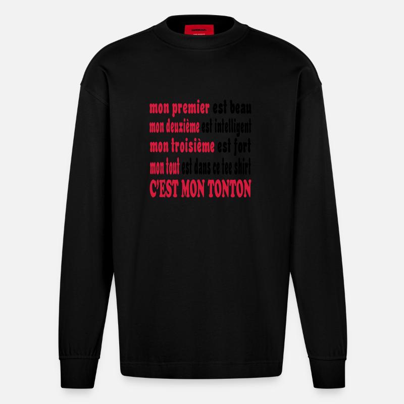 Mein Onkel - Heavyweight Oversized Organic Langarmshirt Made in EU - SOLID BLACK