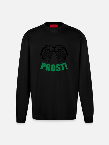 Beer Cheers - Heavyweight Oversized Organic Longsleeve Shirt Made in EU - SOLID BLACK