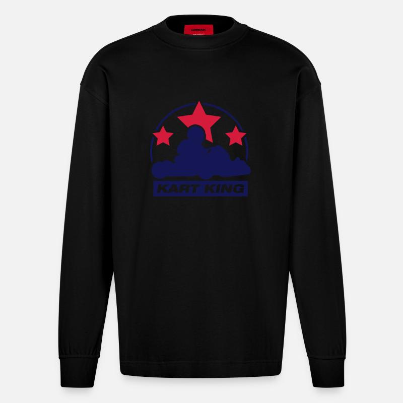 kart_king_fa2 - Heavyweight Oversized Organic Langarmshirt Made in EU - SOLID BLACK