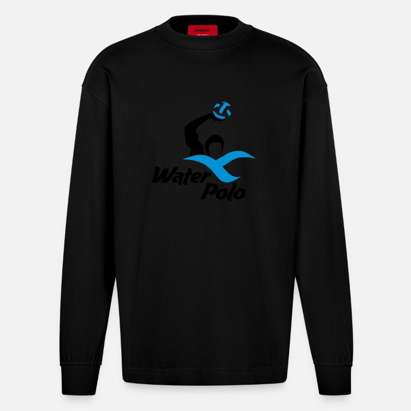waterpolo - Heavyweight Oversized Organic Langarmshirt Made in EU - SOLID BLACK