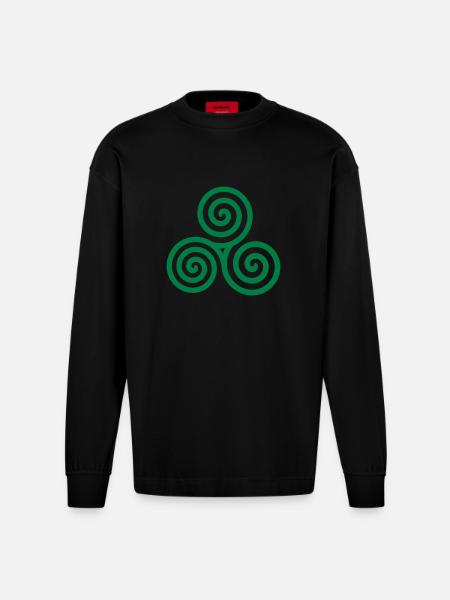 Celtic spiral - Manches longues bio épais oversize fabriqué en UE - SOLID BLACK