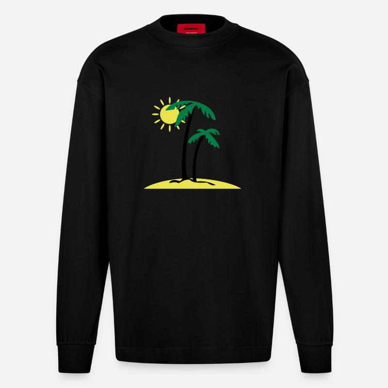 Palminsel - Heavyweight Oversized Organic Langarmshirt Made in EU - SOLID BLACK