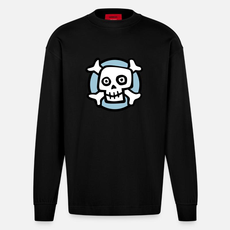 comic_skull_072011_b_3c - Manches longues bio épais oversize fabriqué en UE - SOLID BLACK