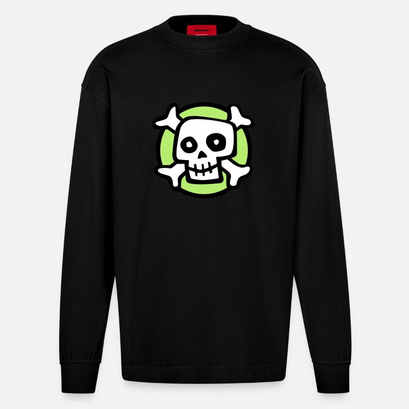 comic_skull_072011_c_3c - Heavyweight Oversized Organic Langarmshirt Made in EU - SOLID BLACK