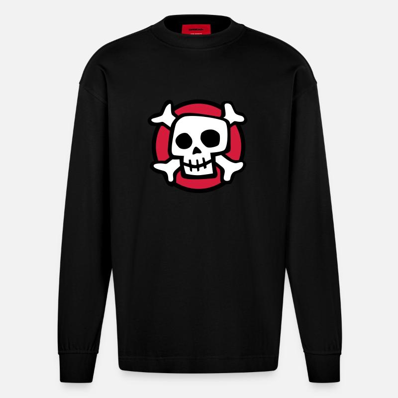 comic_skull_072011_a_3c - Manches longues bio épais oversize fabriqué en UE - SOLID BLACK