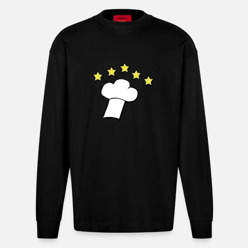 kochhaube_3_farbig_new_style2_mit_schatt - Heavyweight Oversized Organic Langarmshirt Made in EU - SOLID BLACK