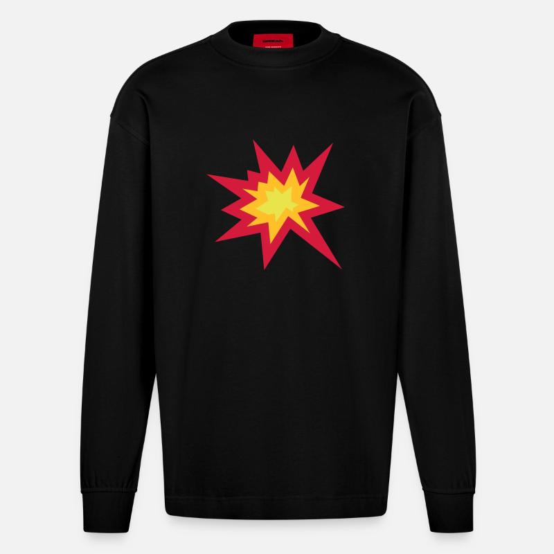 Explosion - Heavyweight Oversized Organic Langarmshirt Made in EU - SOLID BLACK