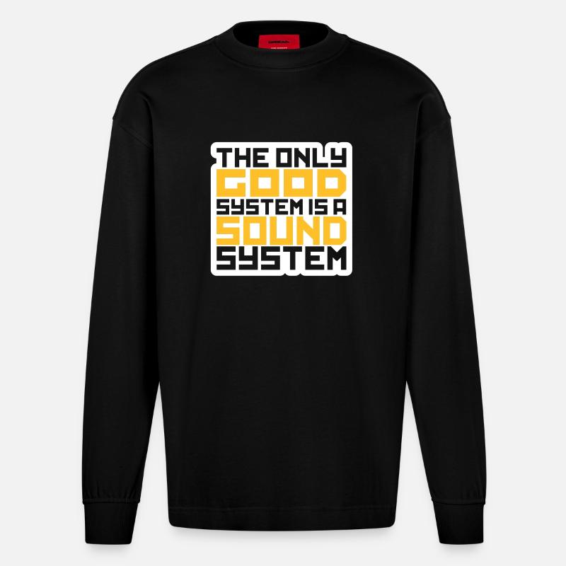 soundsystem - Heavyweight Oversized Organic Langarmshirt Made in EU - SOLID BLACK