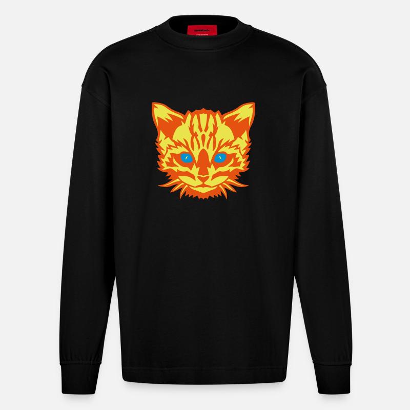 chat animal cat mignon 8 - Manches longues bio épais oversize fabriqué en UE - SOLID BLACK