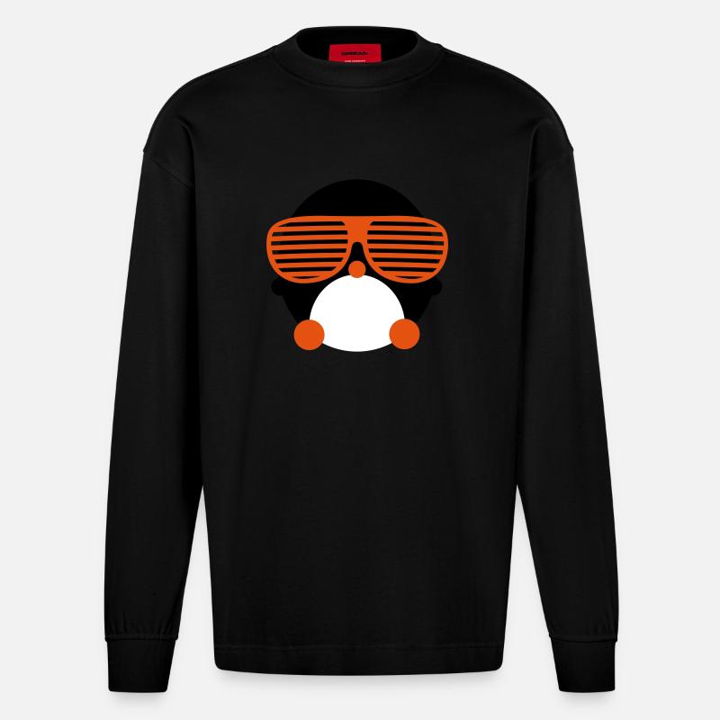 penguin pingouin - Manches longues bio épais oversize fabriqué en UE - SOLID BLACK