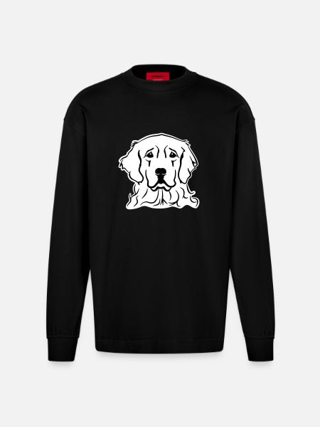 Golden Retriever - Heavyweight Oversized Organic Longsleeve Shirt Made in EU - SOLID BLACK