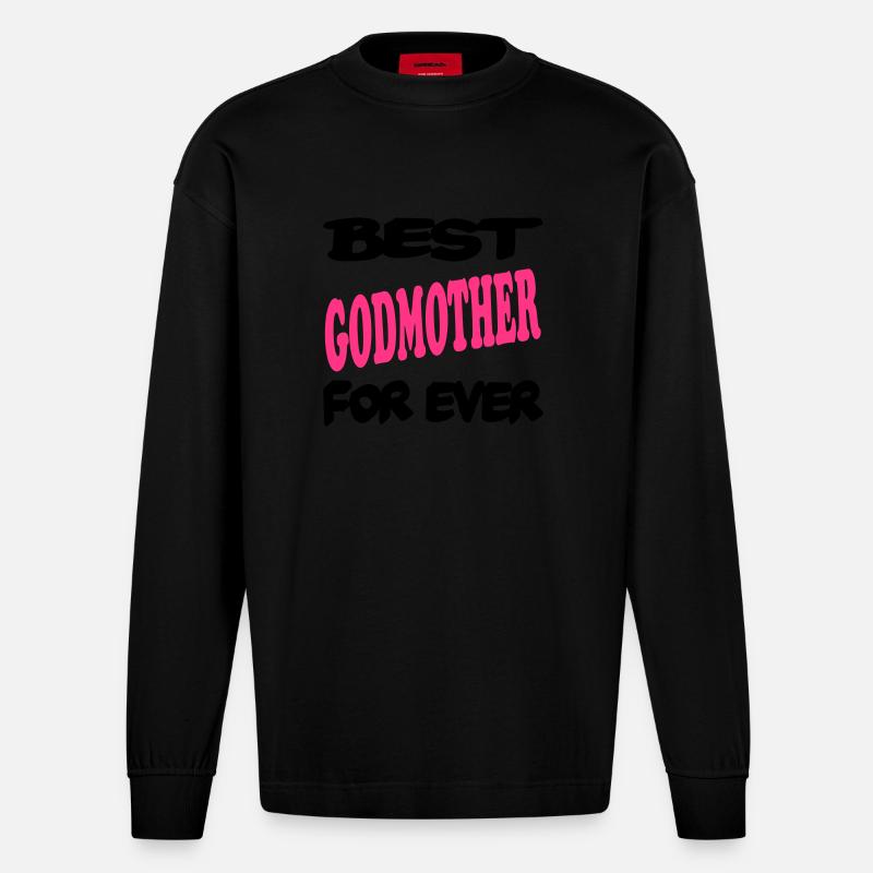 Best GODMOTHER for ever - Manches longues bio épais oversize fabriqué en UE - SOLID BLACK