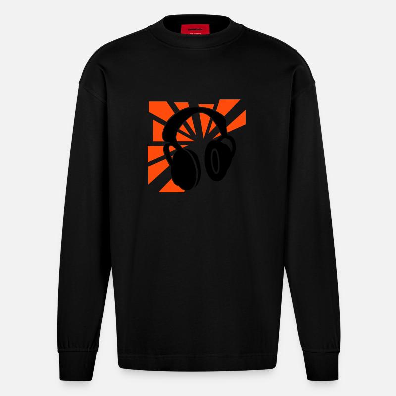 Explodierende Kopfhörer - Heavyweight Oversized Organic Langarmshirt Made in EU - SOLID BLACK